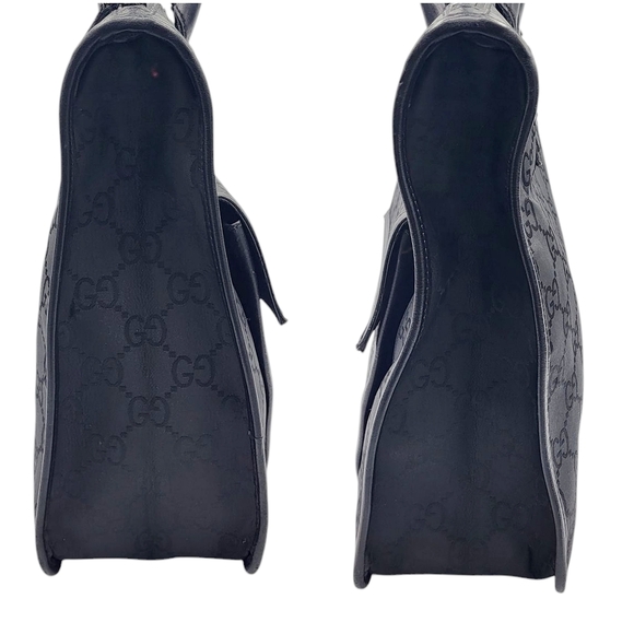 Gucci GG Canvas Nylon Leather Handbag Black Monogram Tote Bag 152283 - Picture 10 of 14